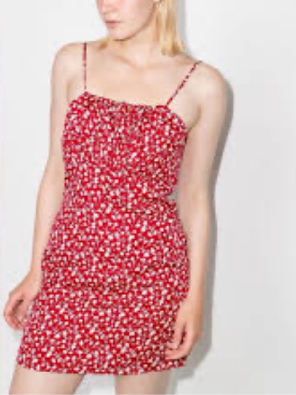 Reformation Red Floral Tie-Back Mini Dress